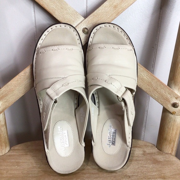 Jasmin Sport Womens Cream Tabby Slip-on Sandal Size 8.5 - Picture 2 of 7